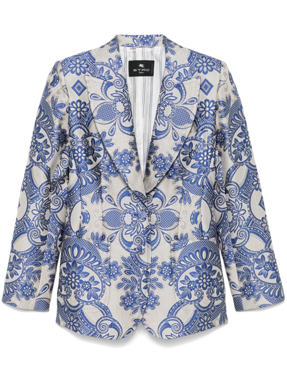 ETRO Enkele rij knopen blazer met kanten patroon Beige