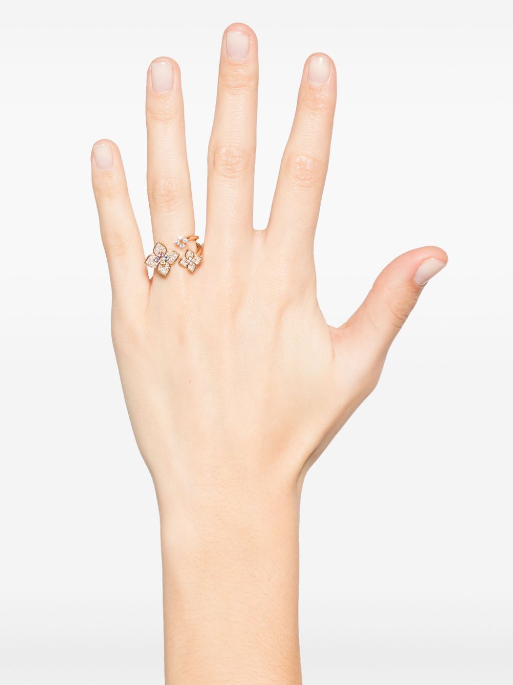 Roberto Coin 18kt roségouden Princess Flower ring met stenen - Roze