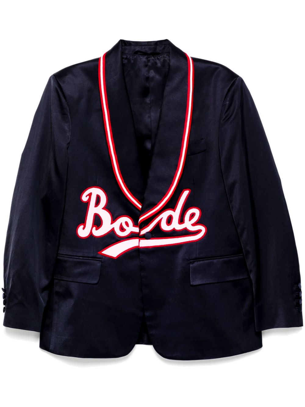 embroidered logo-appliqué blazer