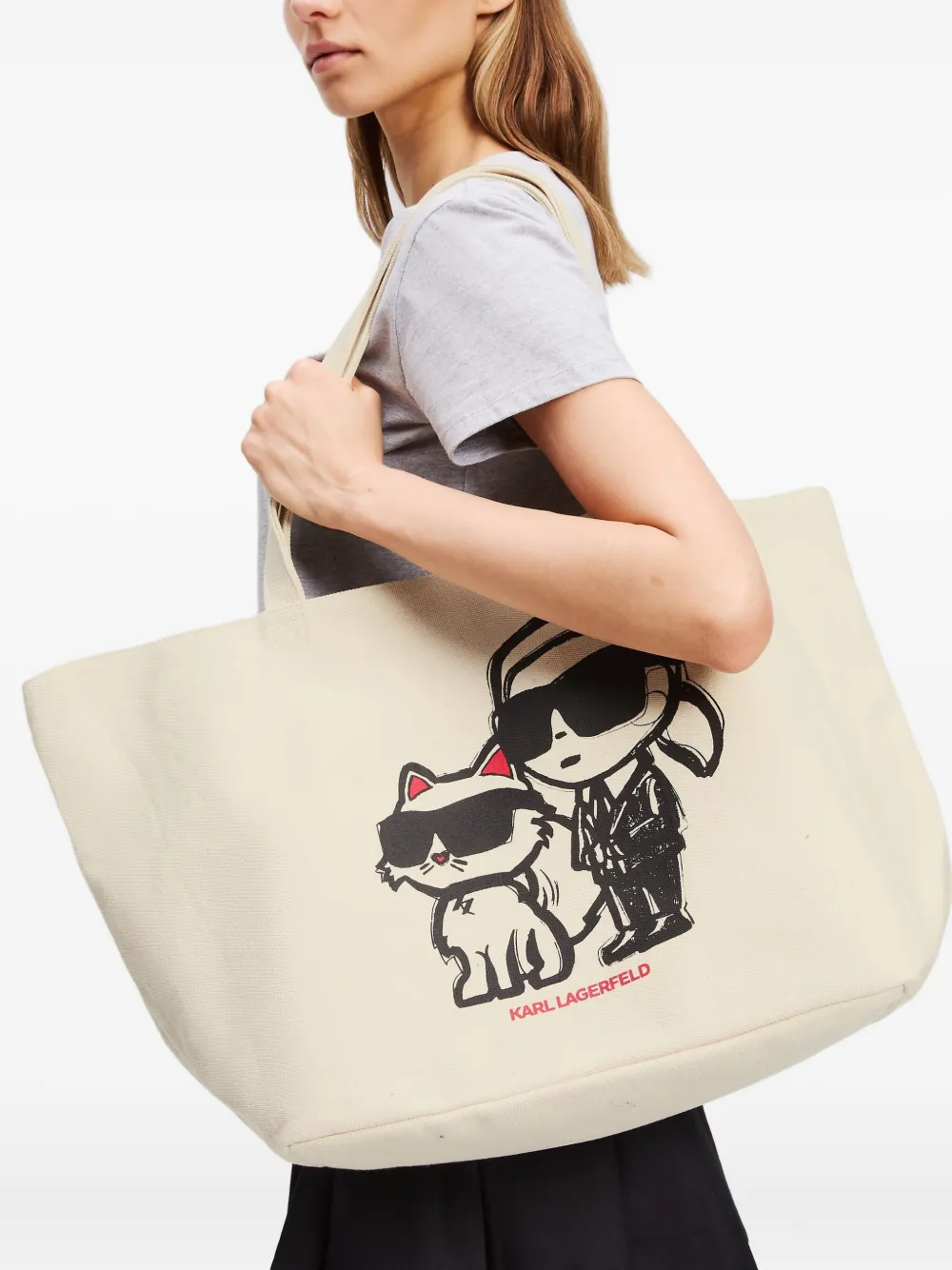 Karl Lagerfeld Ikonik Karl & Choupette shopper Wit