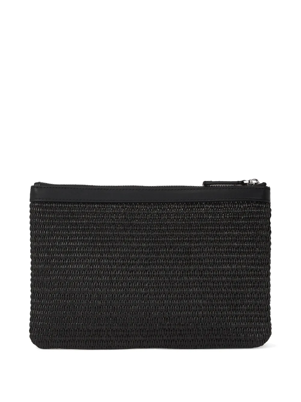 Karl Lagerfeld Signature Flower raffia buidel - Zwart