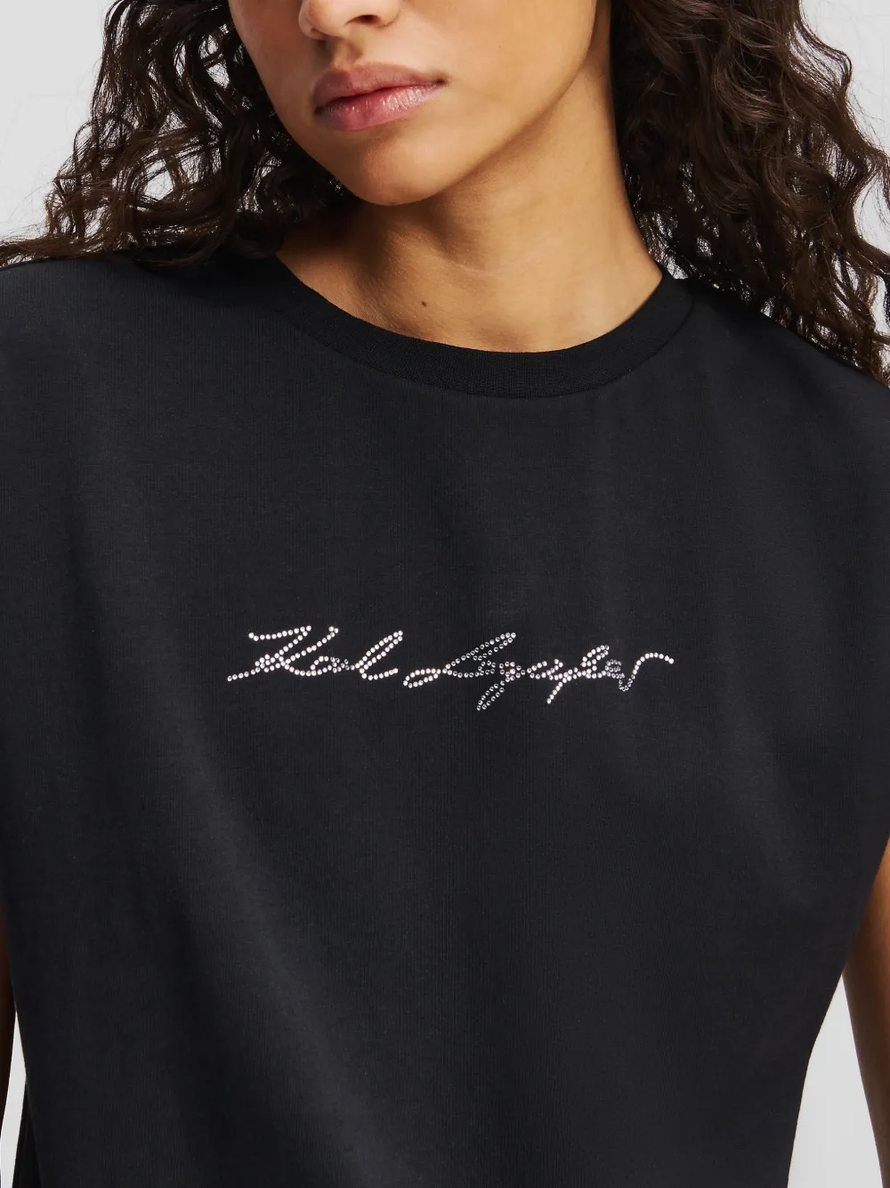 Karl Lagerfeld T-shirt verfraaid met stras Zwart