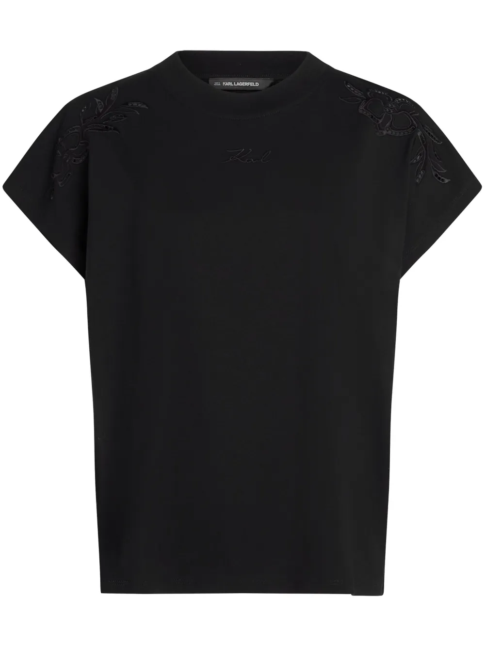 Karl Lagerfeld playera con orquídeas bordadas | negro | Image 1
