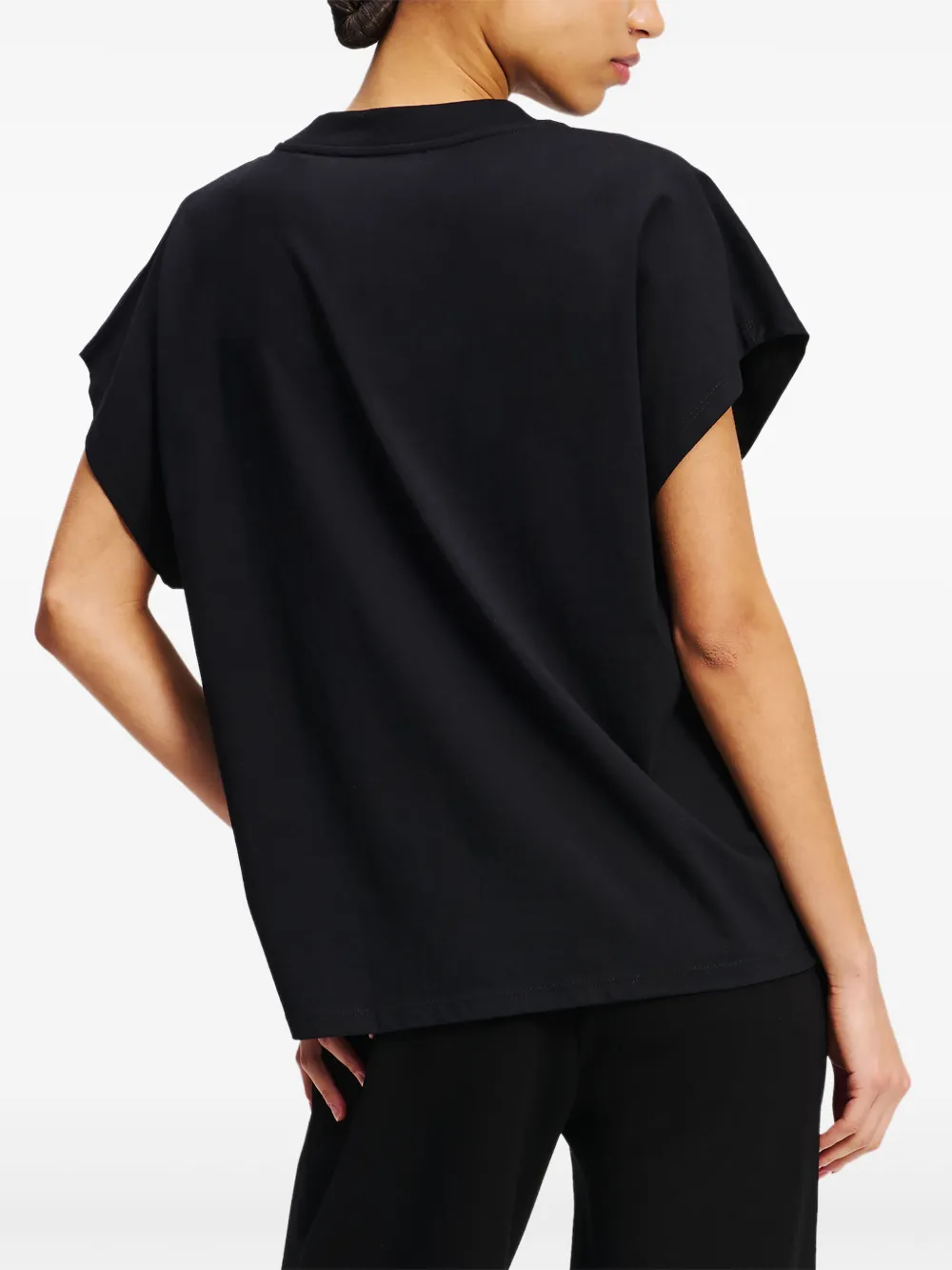 Karl Lagerfeld T-shirt met geborduurde orchidee Zwart