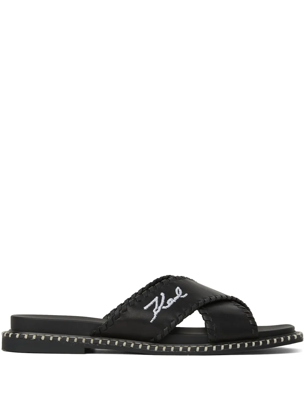 Karl Lagerfeld Lleo whipstitch sandals Black