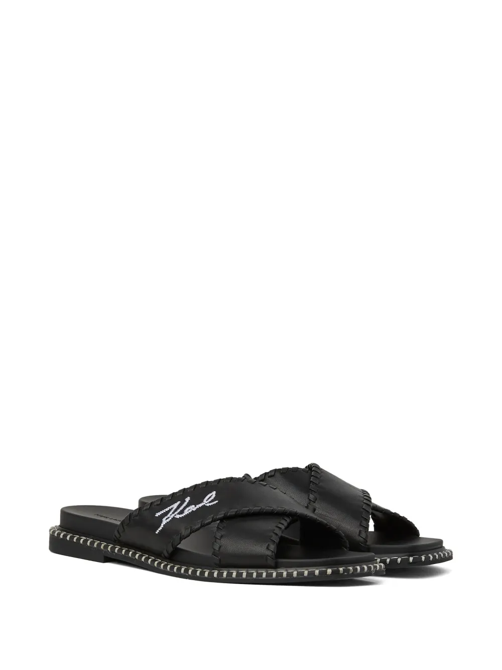 Karl Lagerfeld Lleo whipstitch sandals Black