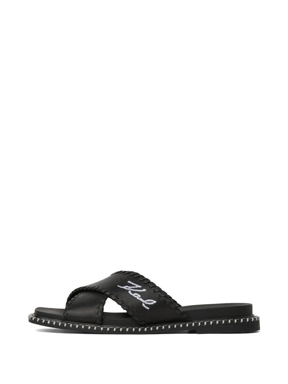 Karl Lagerfeld Lleo whipstitch sandals Black