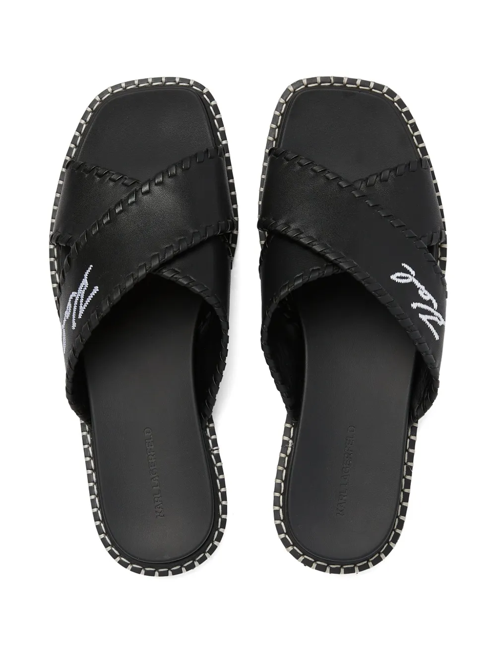 Karl Lagerfeld Lleo whipstitch sandals Black