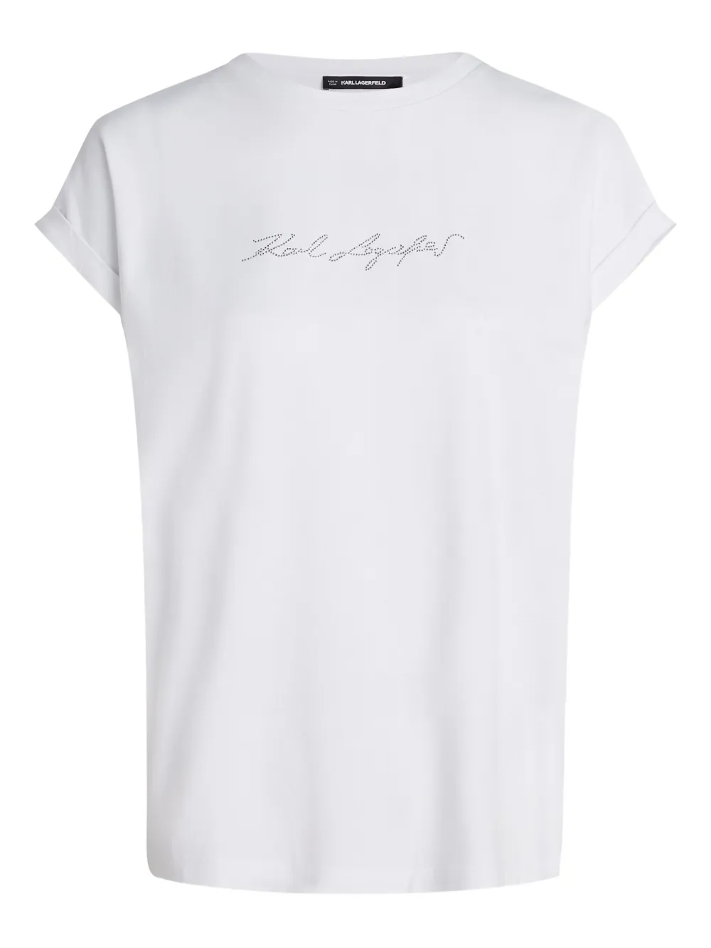 Karl Lagerfeld Signature Rhinestones T-shirt Wit
