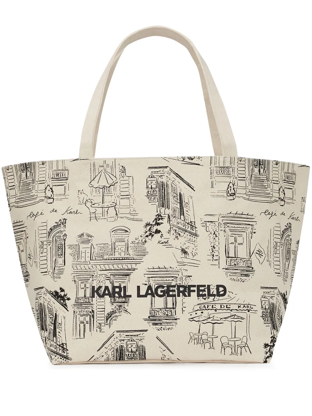 Karl Lagerfeld x Jorge Parra canvas shopper met all-over print Beige