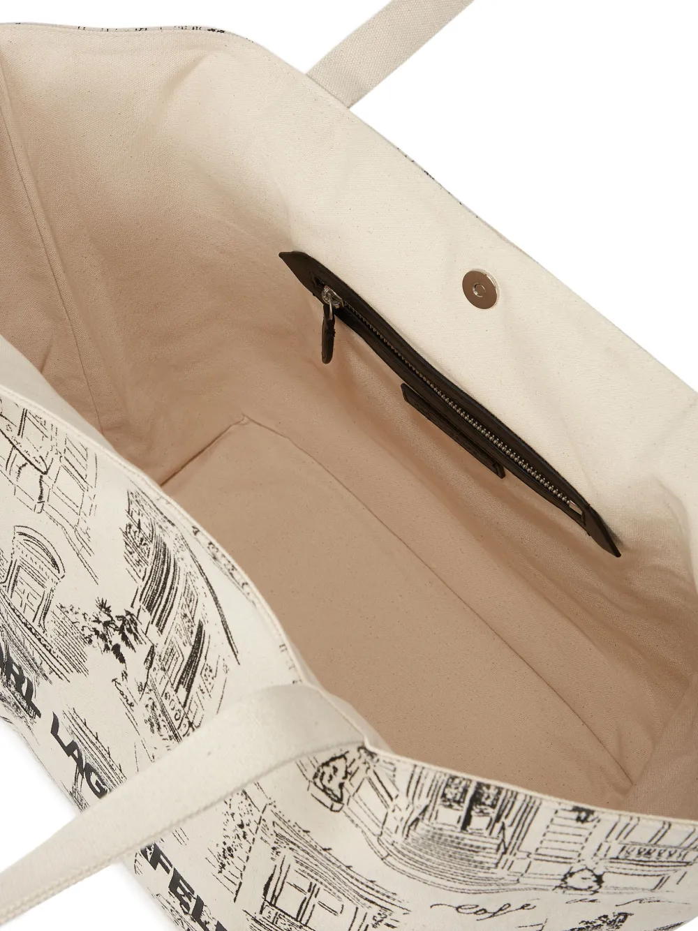 Karl Lagerfeld x Jorge Parra canvas shopper met all-over print Beige