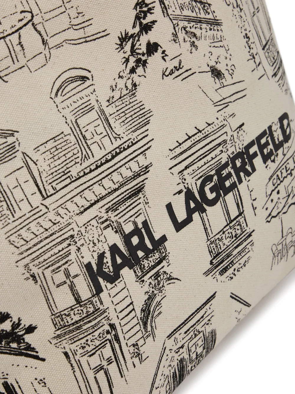 Karl Lagerfeld x Jorge Parra canvas shopper met all-over print Beige