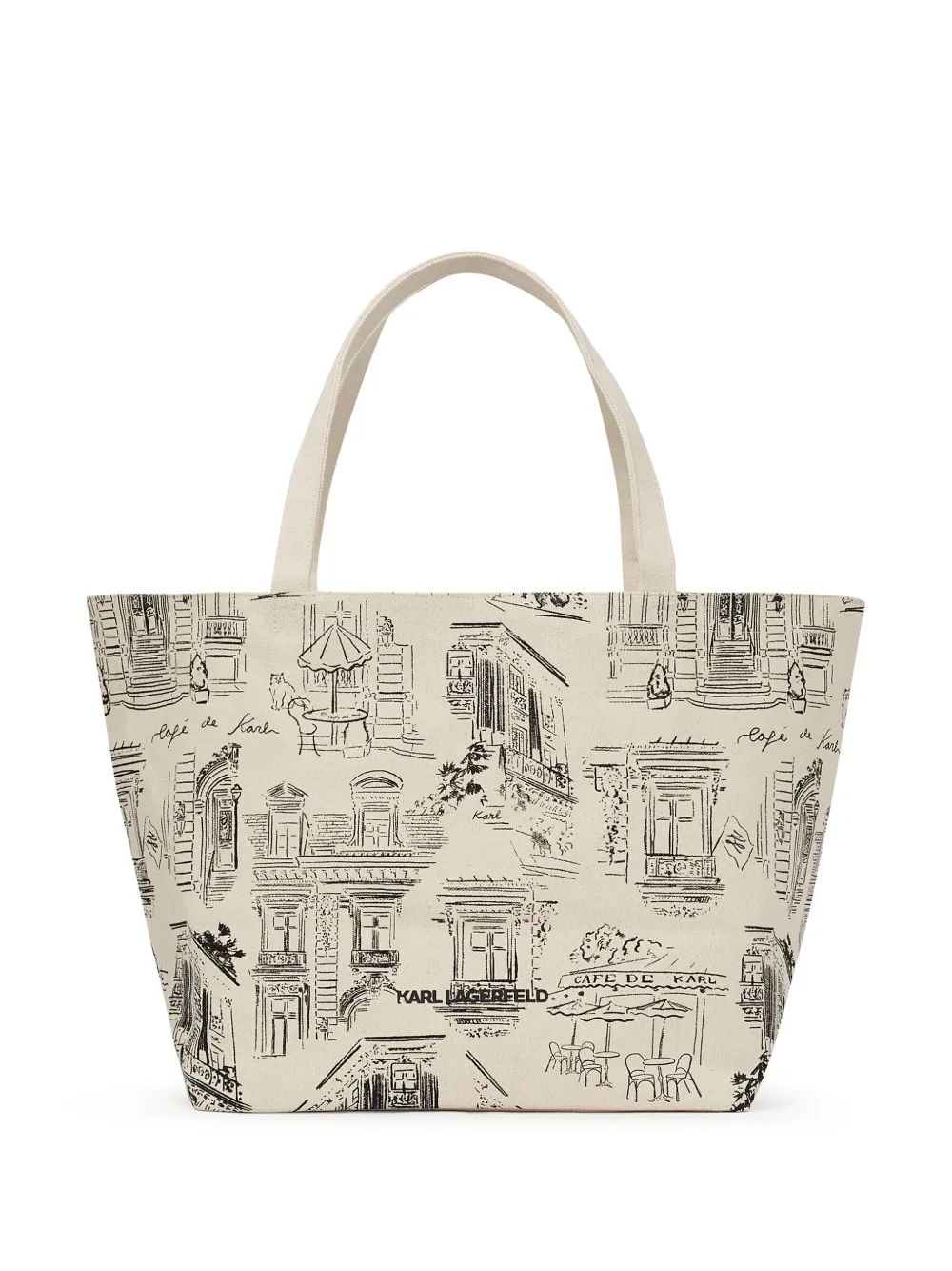 Karl Lagerfeld x Jorge Parra canvas shopper met all-over print Beige