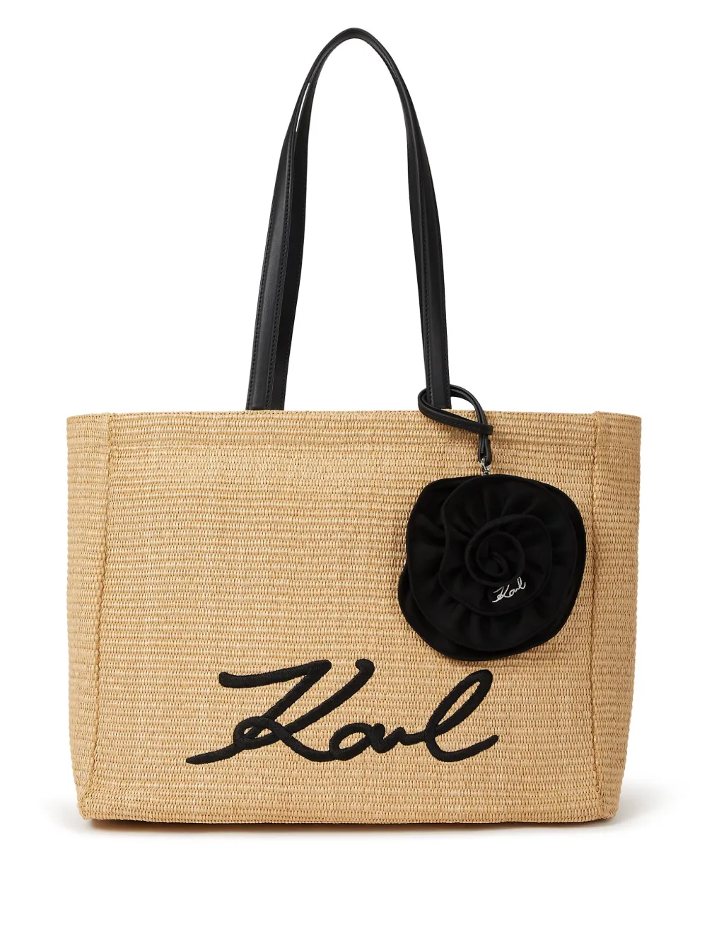 Karl Lagerfeld Signature shopper met bloemapplicatie Beige