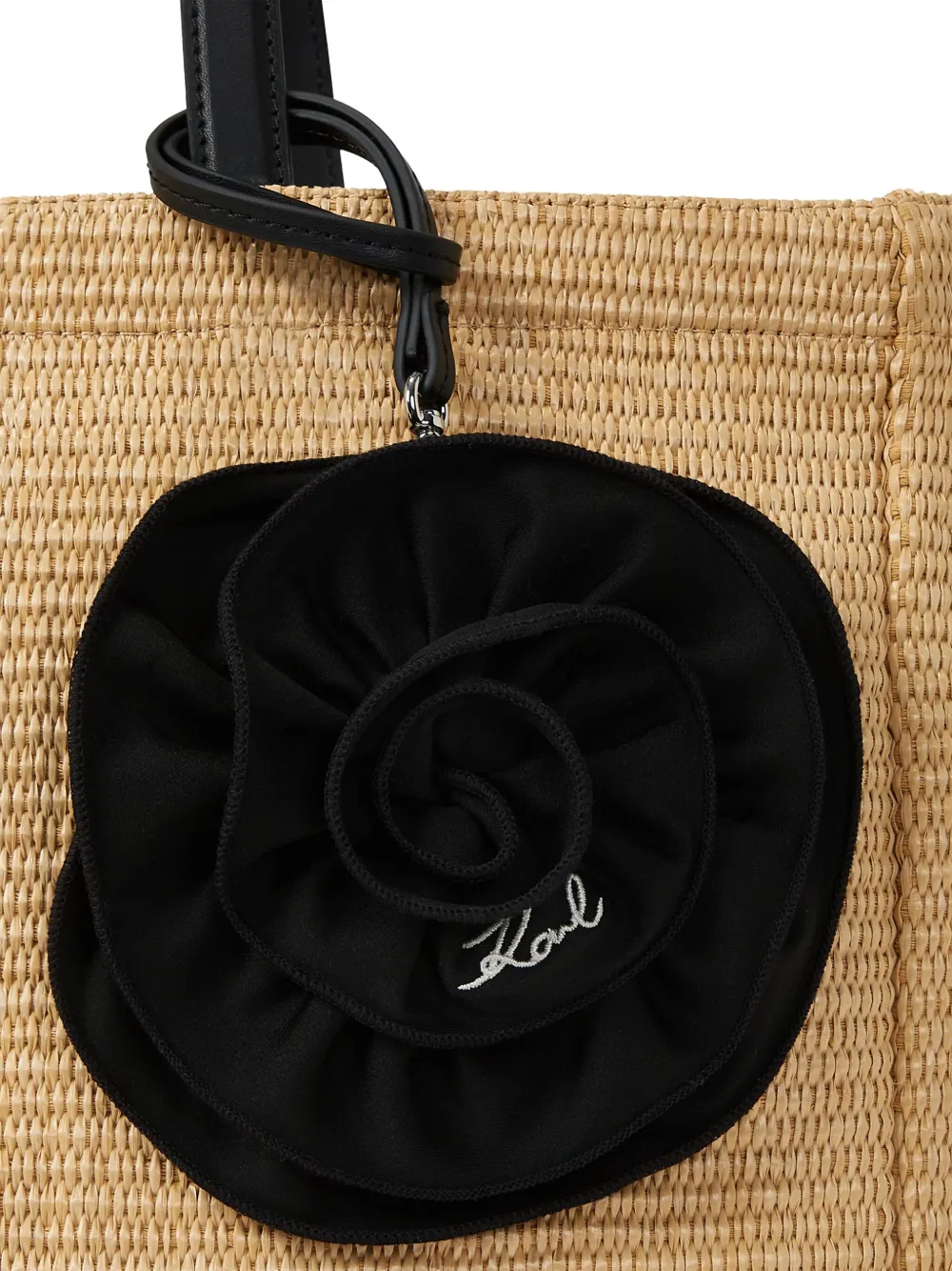 Karl Lagerfeld Signature shopper met bloemapplicatie Beige