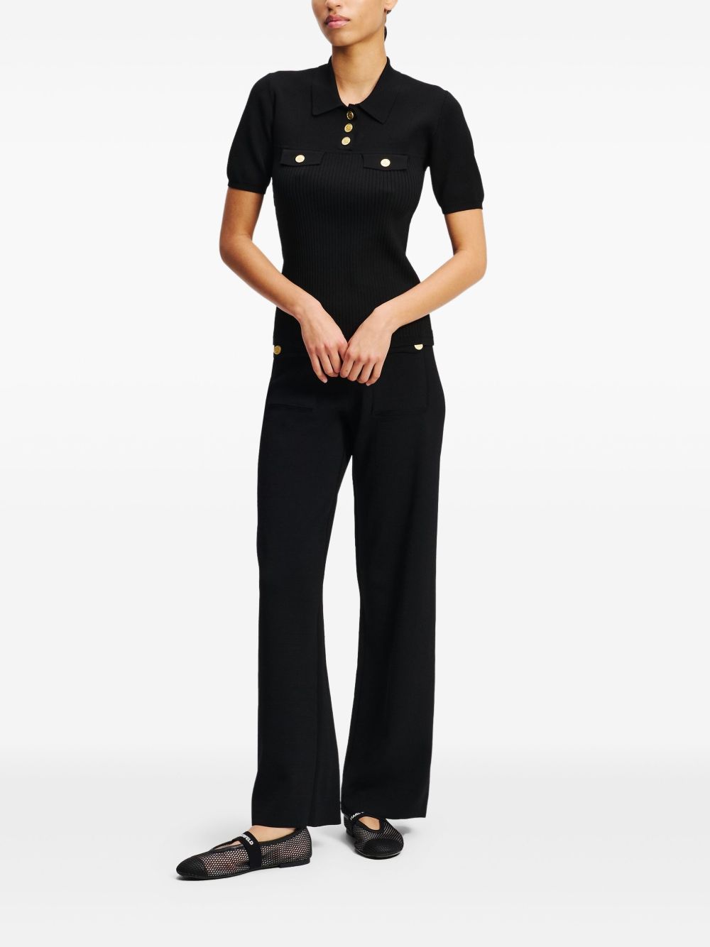 Karl Lagerfeld logo-engraved button trousers - Zwart