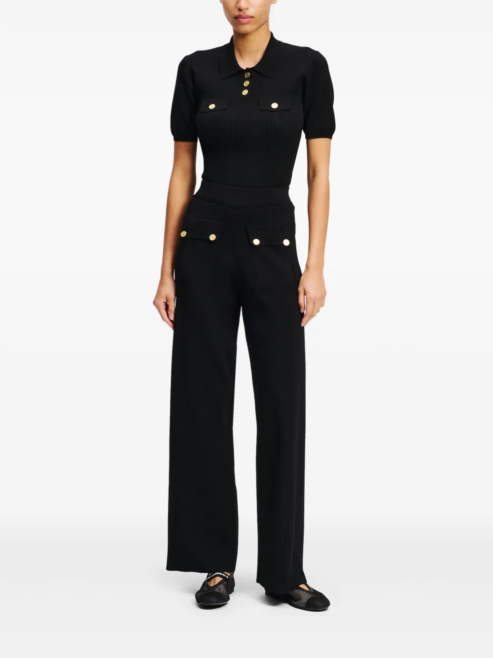  Karl Lagerfeld Logo-engraved Button Trousers - Black 