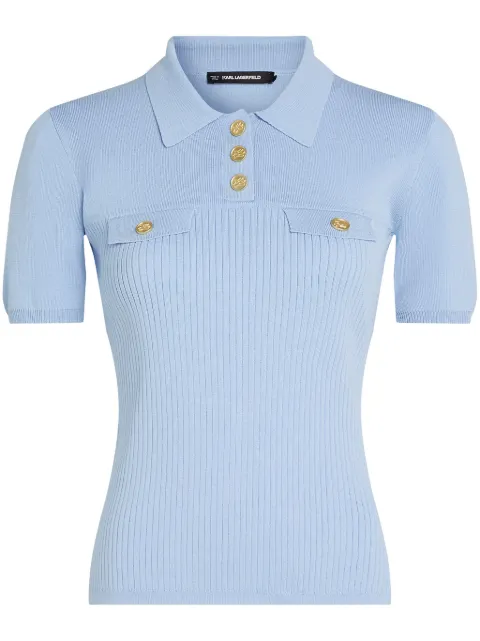 Karl Lagerfeld logo-engraved button polo shirt