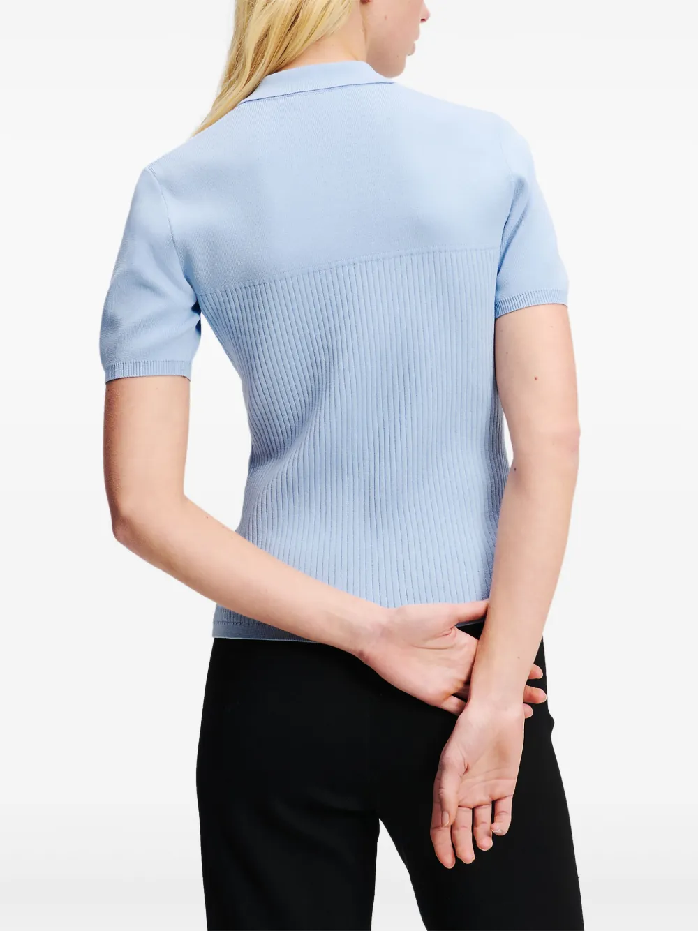 Karl Lagerfeld Poloshirt met knopen met gegraveerd logo Blauw