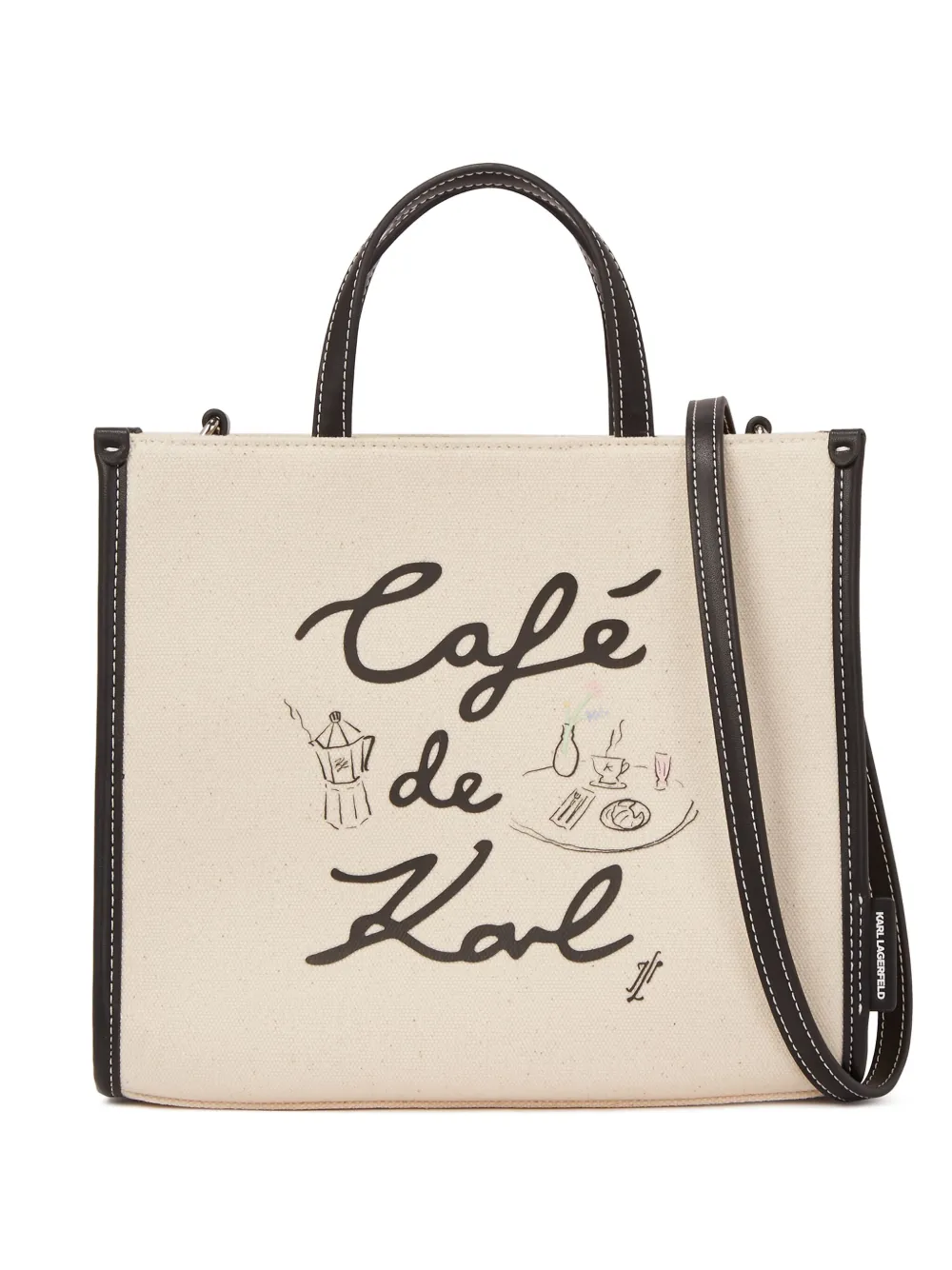 Karl Lagerfeld x Jorge Parra canvas shopper Beige