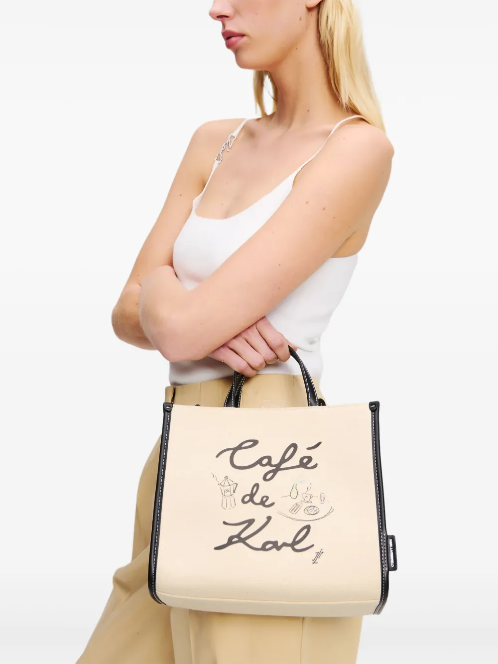 Karl Lagerfeld x Jorge Parra canvas shopper - Beige