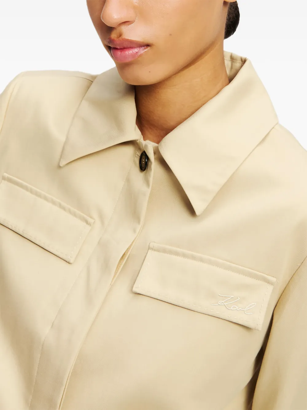 Shop Karl Lagerfeld Cropped Blouson Jacket In Neutrals