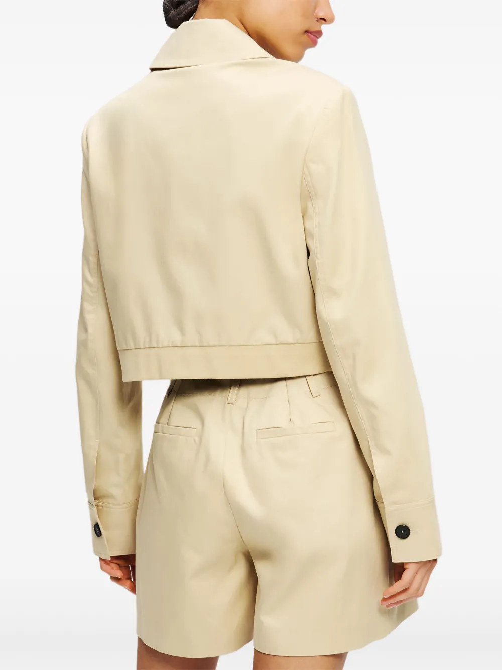 Shop Karl Lagerfeld Cropped Blouson Jacket In Neutrals