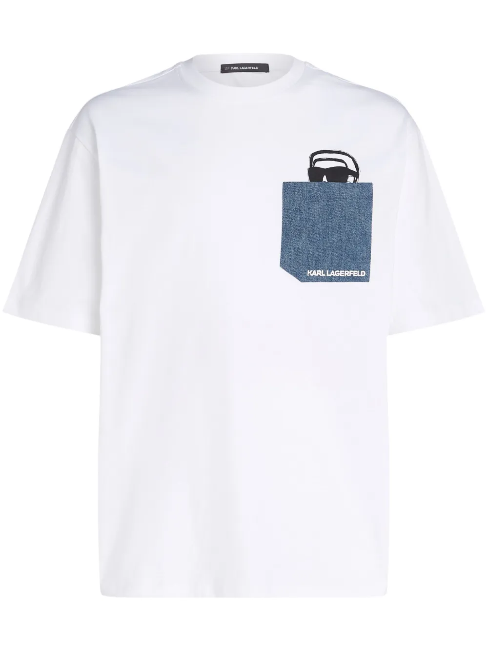 Ikon-print denim-pocket T-shirt