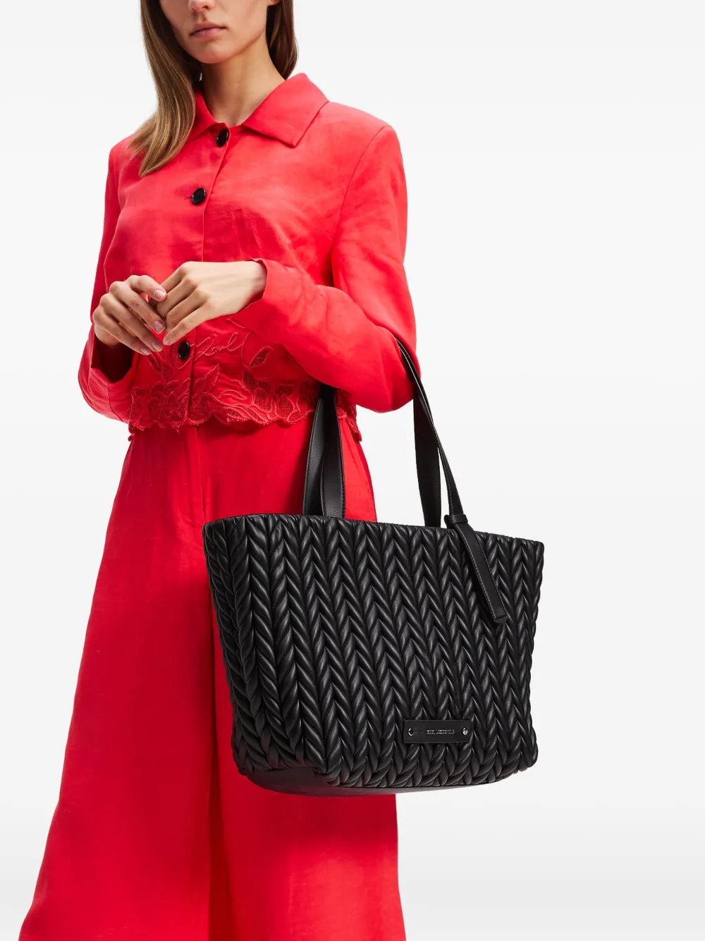 Karl Lagerfeld Grote K Weave shopper Zwart
