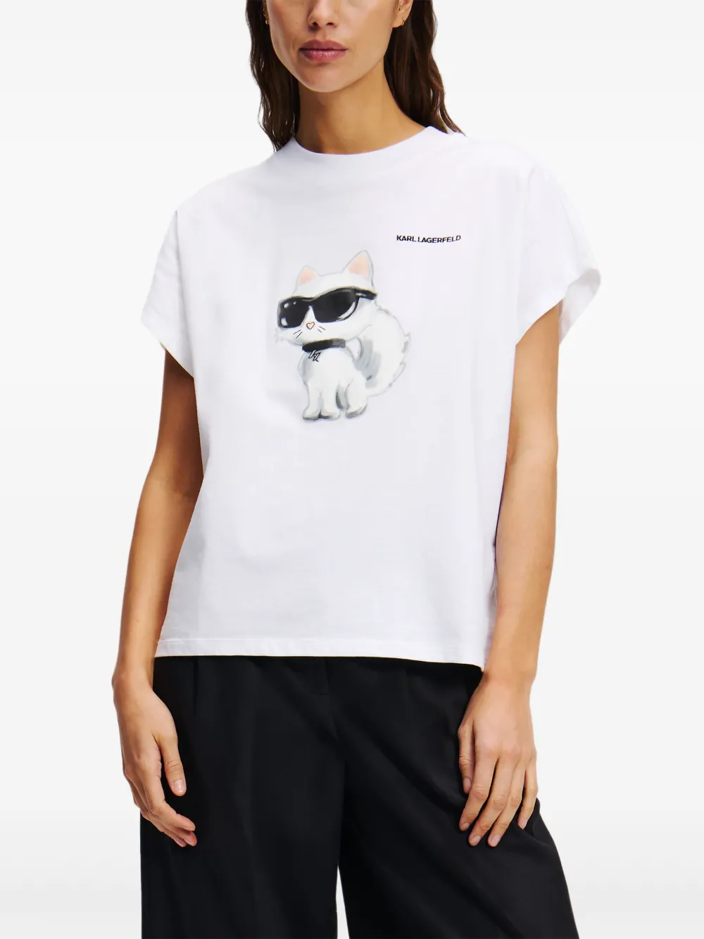 Karl Lagerfeld Ikon Choupette T-shirt Wit