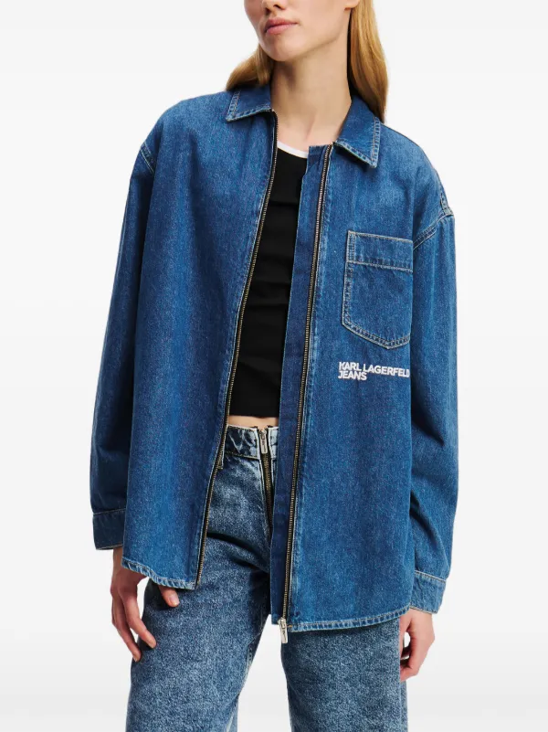 Karl Lagerfeld Jeans zip-up Denim Jacket | Blue | FARFETCH PL