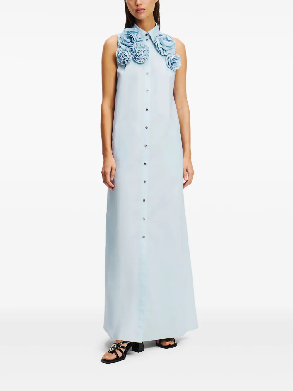 Karl Lagerfeld Maxi-jurk met bloemenpatch - Blauw