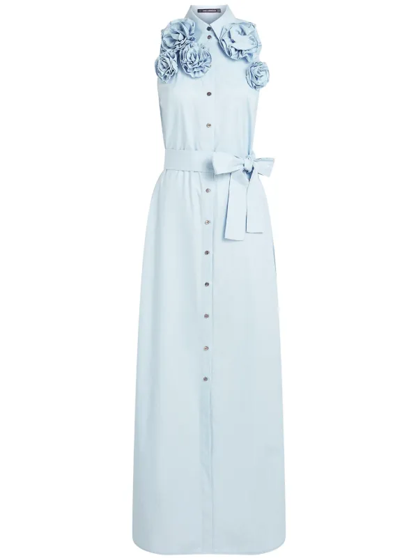 karl lagerfeld maxi dress Karl Lagerfeld Floral Appliqué Maxi Dress | Blue