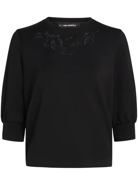 Karl Lagerfeld orchid-embroidered sweatshirt