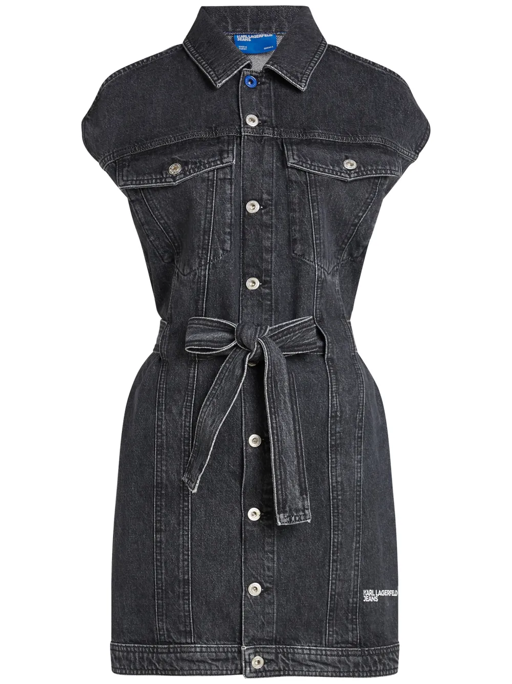 belted denim dress