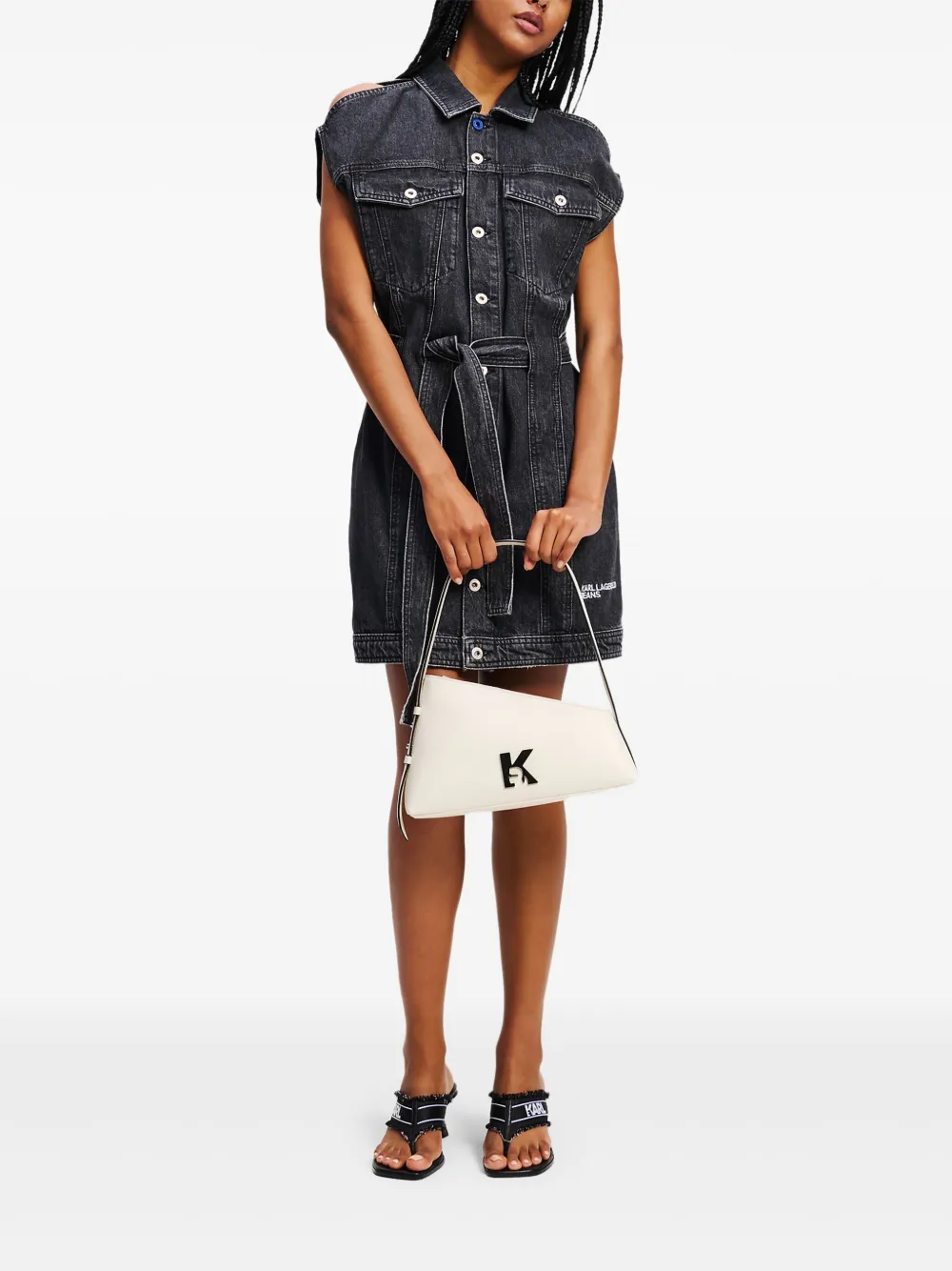 Karl Lagerfeld Jeans Denim jurk met ceintuur - Grijs