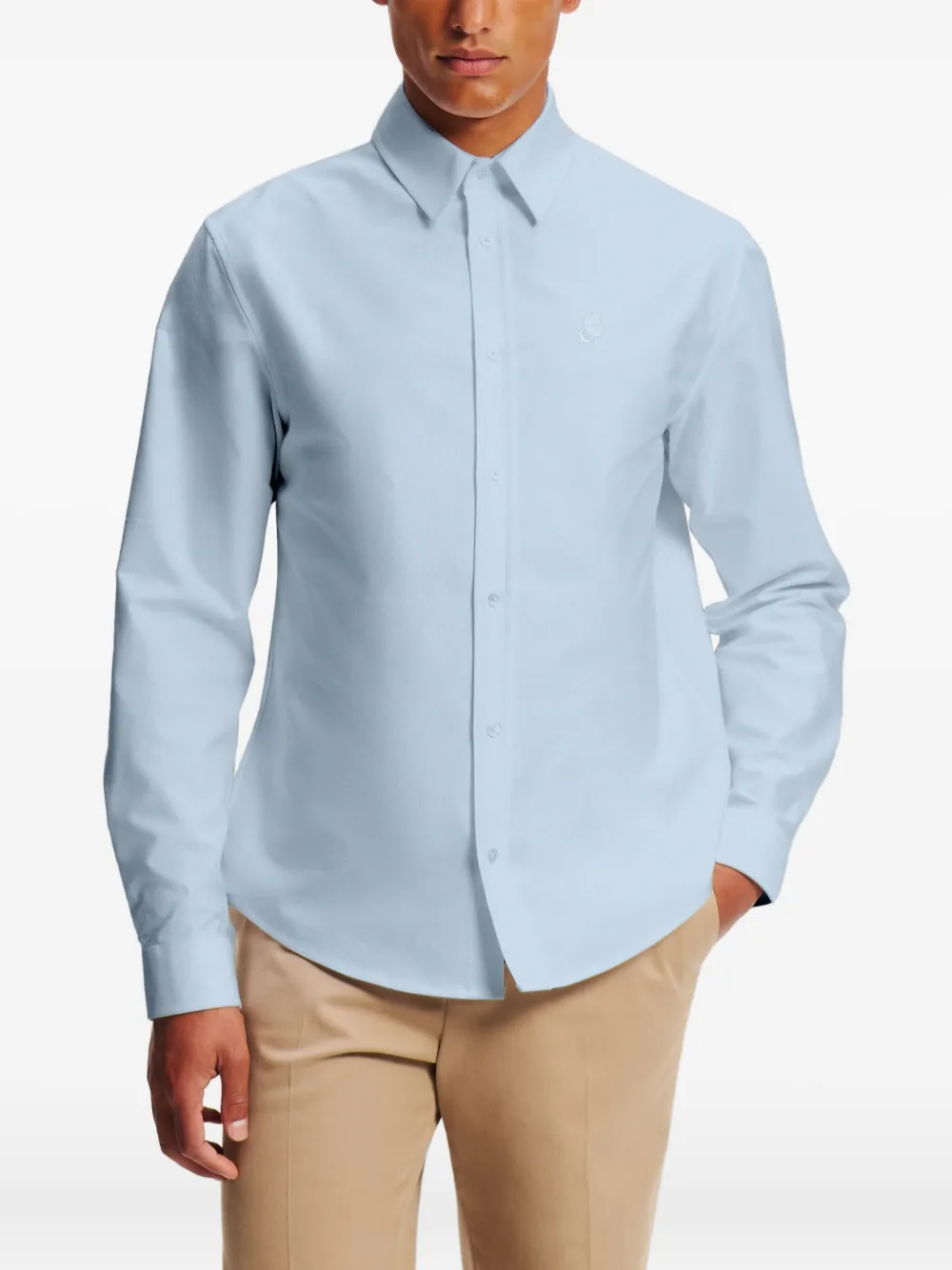 Karl Lagerfeld Oxford overhemd met borduurwerk Blauw