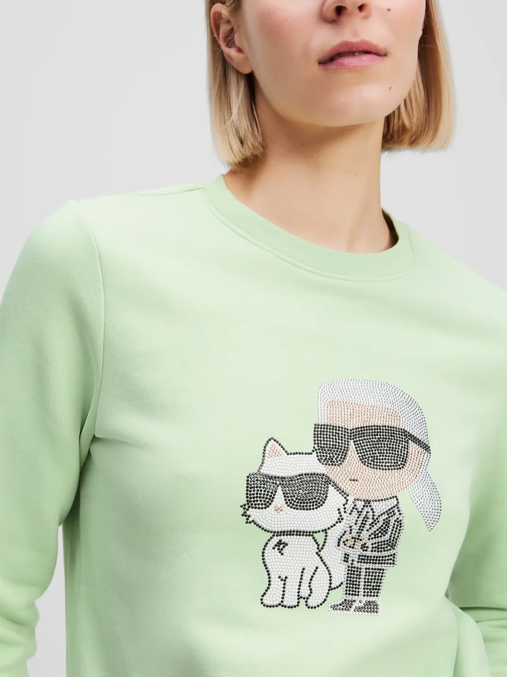 Karl Lagerfeld Ikon Karl & Choupette sweater met print Groen