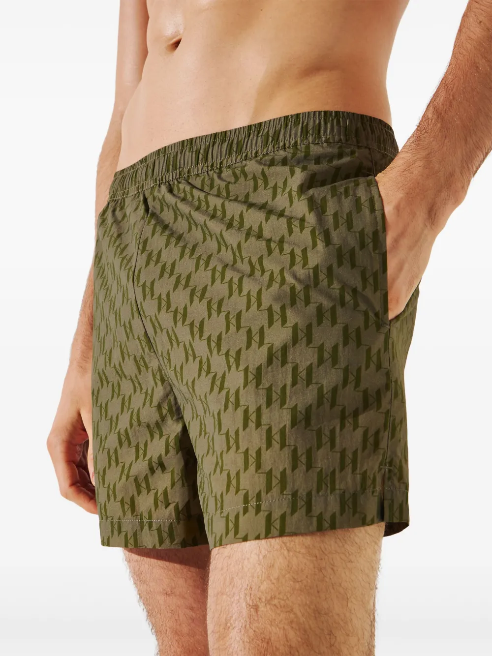 Karl Lagerfeld Zwembroek met monogramprint Groen