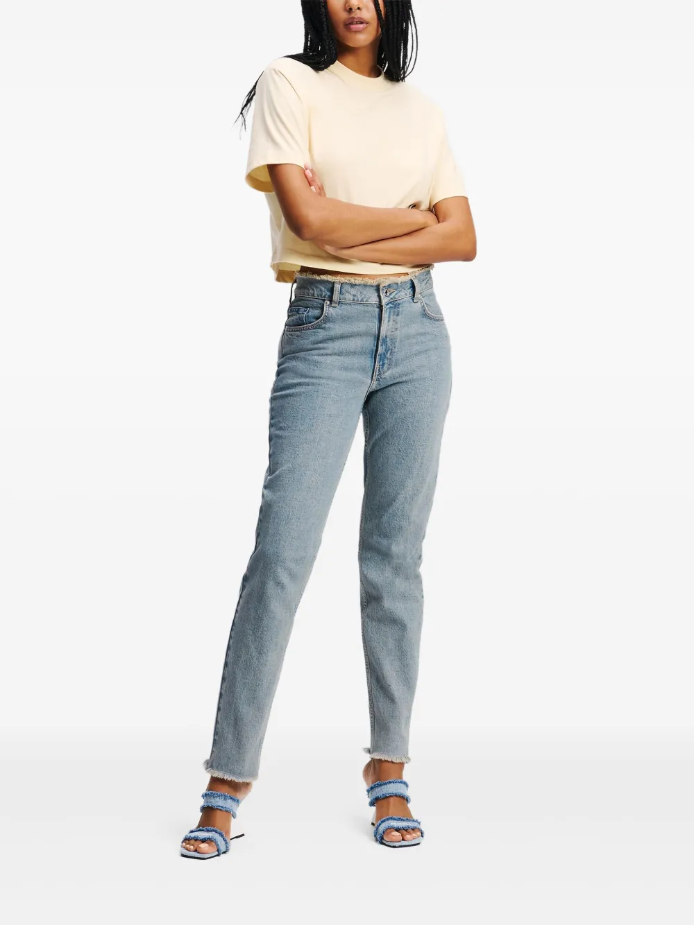 Karl Lagerfeld Jeans Jeans met franje afwerking - Blauw