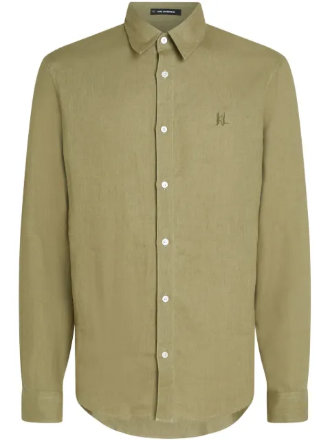 Karl Lagerfeld logo-embroidered linen shirt