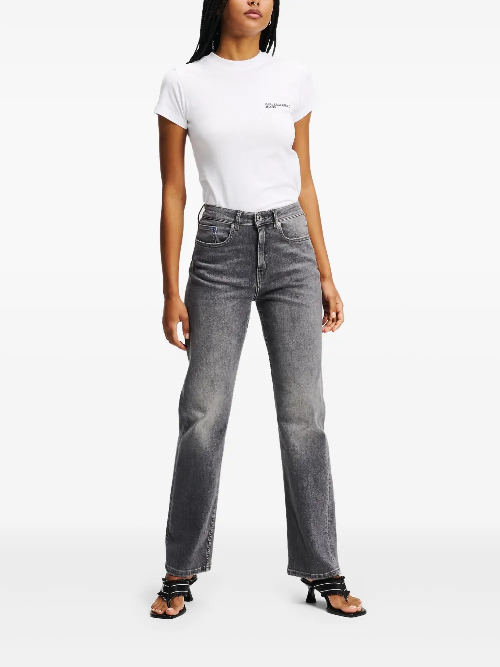 Karl Lagerfeld Jeans high-rise straight-leg jeans - Grijs