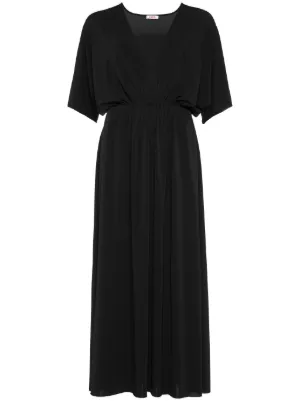 DKNY short-sleeve Linen Long Dress | Black | FARFETCH