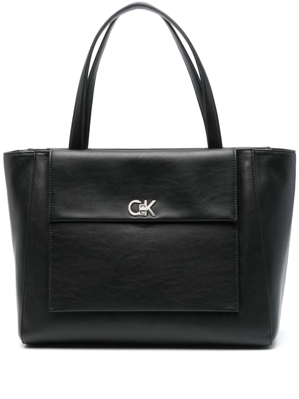 Calvin Klein Shopper met logoplakkaat Zwart