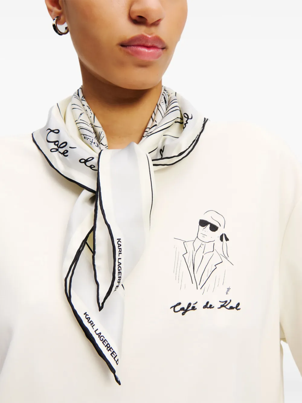 Shop Karl Lagerfeld X Jorge Parra Printed Scarf In White