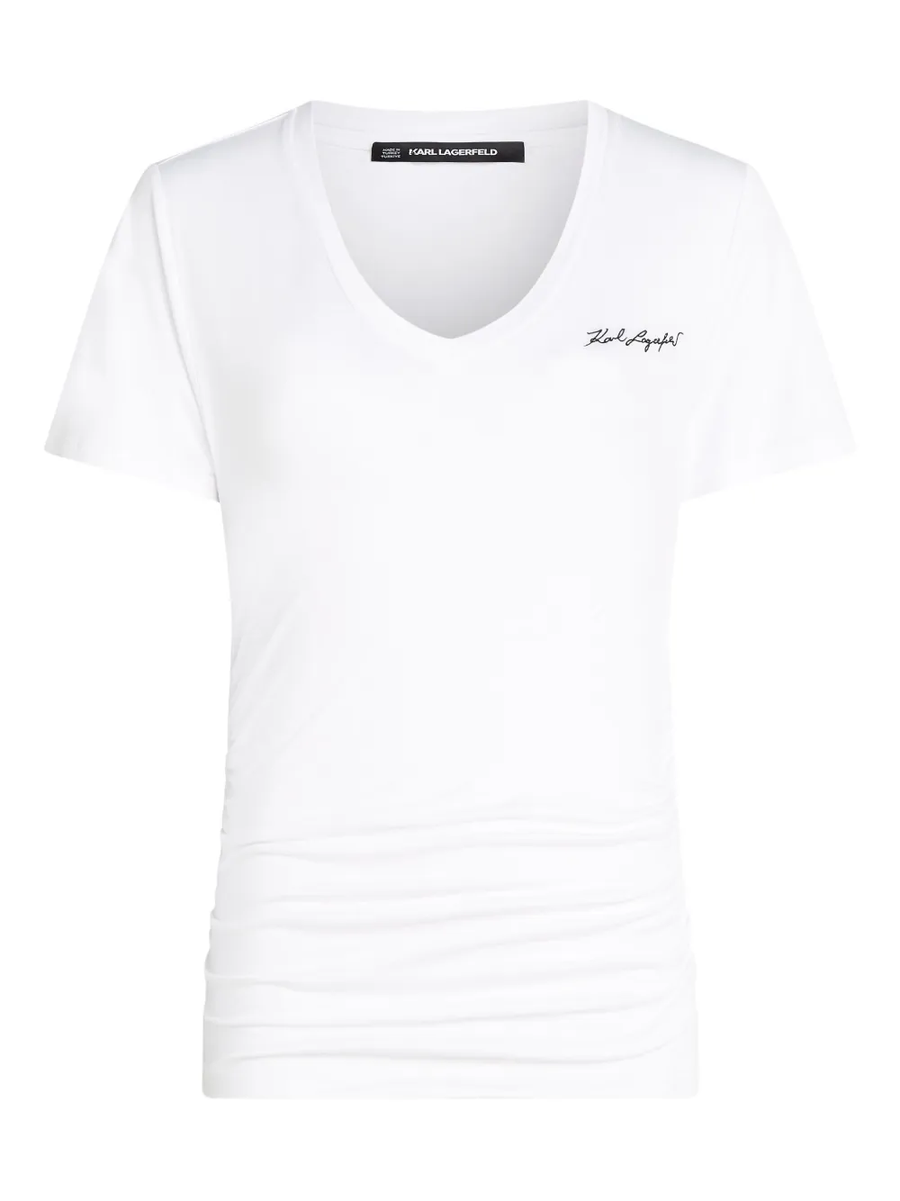 Karl Lagerfeld V-neck ruched T-shirt | White | Image 1