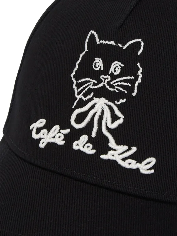 Karl Lagerfeld Black Cap with White Embroidered Logo cool cat patch / hat ? Choupette Baseball Hat | Karl Lagerfeld Paris main image 3