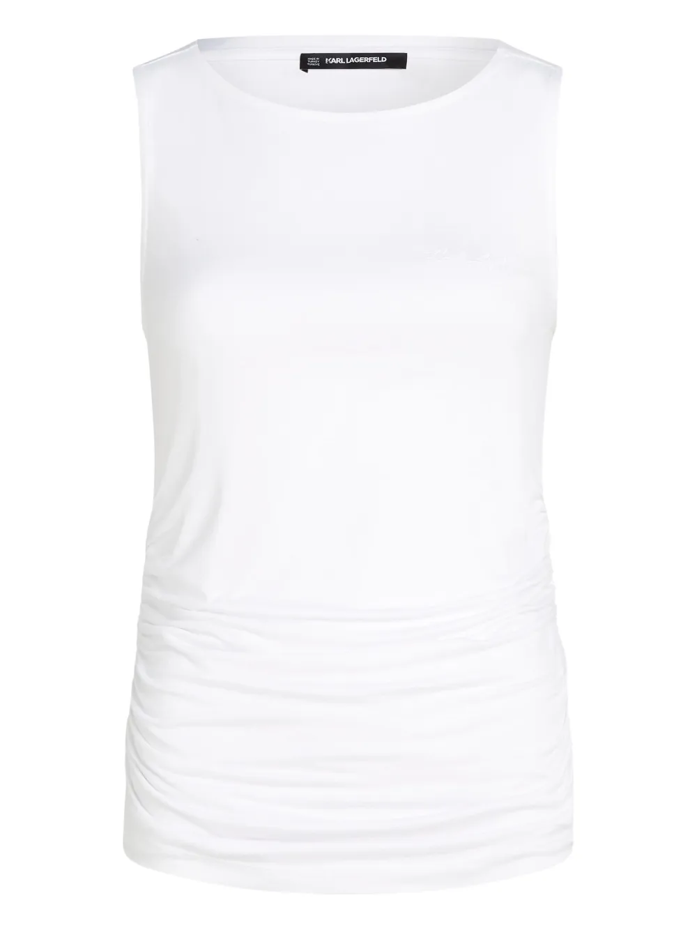Karl Lagerfeld boat-neck ruched T-shirt | White | Image 1