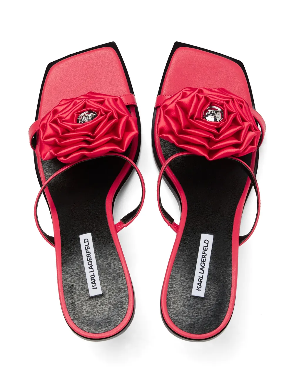 Karl Lagerfeld 85mm floral-appliqué mules Red