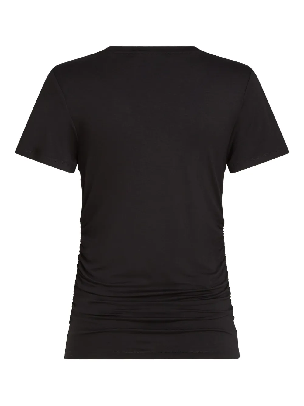 Karl Lagerfeld Signature V-neck Ruched T-shirt In Black